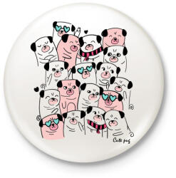 printfashion Cuki mopszok - Kitűző, hűtőmágnes - Fehér (3090528)