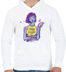 printfashion Szingli - maradj szingli - Férfi kapucnis pulóver - Fehér (5715763)