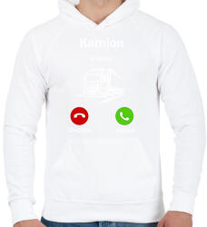 printfashion Kamionos Hívás - Férfi kapucnis pulóver - Fehér (11514077)