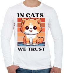 printfashion In Cats We Trust - Férfi hosszú ujjú póló - Fehér (16786941)