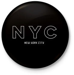 printfashion NYC - Kitűző, hűtőmágnes - Fekete (4739407)