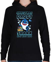 printfashion Christmas Daddy Shark - Női kapucnis pulóver - Fekete (3991218)