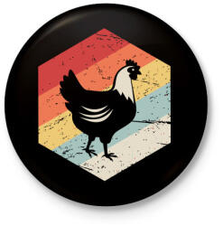 printfashion Retro csirke - Kitűző, hűtőmágnes - Fekete (3095924)