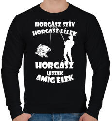 printfashion Horgász szív horgász lélek horgász leszek amíg élek póló - Férfi pulóver - Fekete (9385203)