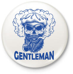 printfashion Gentleman - Szakállas koponya - Kitűző, hűtőmágnes - Fehér (6840439)
