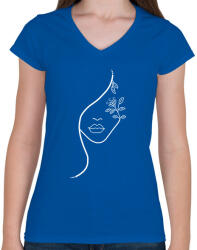 printfashion Női arc 02 - Női V-nyakú póló - Királykék (11695527)