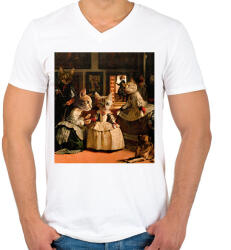 printfashion Macskás festmény - Férfi V-nyakú póló - Fehér (11837284)