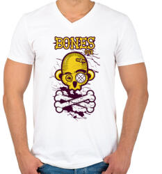 printfashion Csontok - Férfi V-nyakú póló - Fehér (44372)