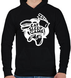printfashion eat sleep game repeat - Férfi kapucnis pulóver - Fekete (16649124)