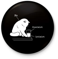 printfashion Félig üres vagy félig tele? - Kitűző, hűtőmágnes - Fekete (3102476)