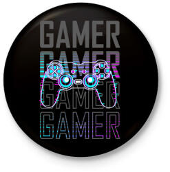 printfashion Gamer 2 - Kitűző, hűtőmágnes - Fekete (3103124)