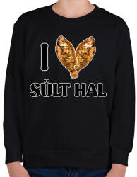 printfashion I love Sült hal - Gyerek pulóver - Fekete (11603791)