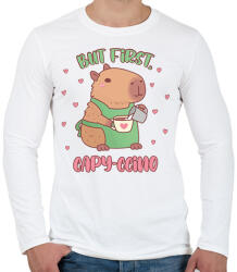 printfashion Capy-ccino - Férfi hosszú ujjú póló - Fehér (13670833)