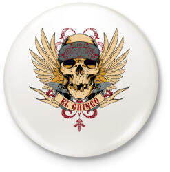 printfashion Gringo koponya - Kitűző, hűtőmágnes - Fehér (3073532)