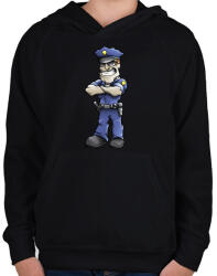 printfashion Policeman - Gyerek kapucnis pulóver - Fekete (857994)
