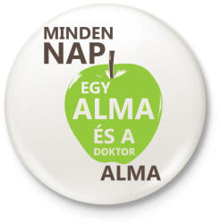 printfashion minden-nap-egy-alma-brown-green - Kitűző, hűtőmágnes - Fehér (3077399)