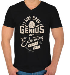 printfashion Genius - Férfi V-nyakú póló - Fekete (382344)