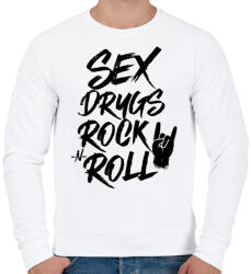 printfashion Sex, Drugs, Rock 'n Roll - Férfi pulóver - Fehér (4320612)