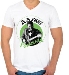 printfashion B. B. King - Férfi V-nyakú póló - Fehér (7658499)