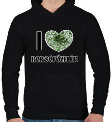 printfashion I love Borsófőzelék - Férfi kapucnis pulóver - Fekete (11895454)