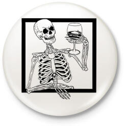 printfashion Csontváz borral - Kitűző, hűtőmágnes - Fehér (13241578)