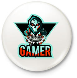 printfashion Gamer koponya 2 - Kitűző, hűtőmágnes - Fehér (4667693)