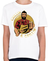 printfashion Lazulás és grillezés - Chillin and Grillin - Gyerek póló - Fehér (5624070)