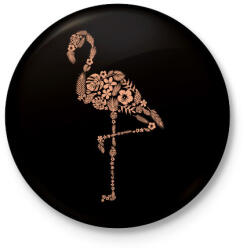 printfashion Flamingó virágokból - Kitűző, hűtőmágnes - Fekete (9433881)