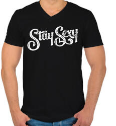 printfashion Stay Sexy - Férfi V-nyakú póló - Fekete (16632475)