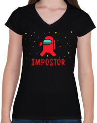 printfashion IMPOSTOR - Női V-nyakú póló - Fekete (4158228)