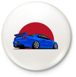 printfashion Nissan GT-R - Kitűző, hűtőmágnes - Fehér (4597508)