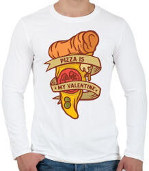 printfashion Pizza valentin napra - Férfi hosszú ujjú póló - Fehér (11877742)