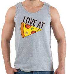 printfashion Páros póló - Love at Pizza - Férfi atléta - Sport szürke (4262506)