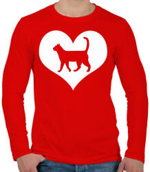 printfashion I love my cat - Férfi hosszú ujjú póló - Piros (2531960)