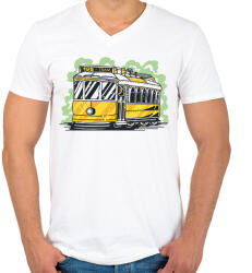 printfashion Villamos - Férfi V-nyakú póló - Fehér (6869720)