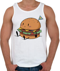 printfashion Szomorú hamburger - Férfi atléta - Fehér (15569402)