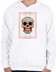 printfashion Mosolygó koponya - Gyerek kapucnis pulóver - Fehér (33751)