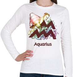 printfashion Aquarius színes - Női hosszú ujjú póló - Fehér (6258735)