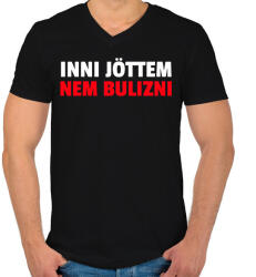 printfashion INNI JÖTTEM NEM BULIZNI - Férfi V-nyakú póló - Fekete (10739353)