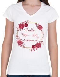 printfashion Csilla - Női V-nyakú póló - Fehér (2765698)