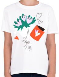 printfashion Virág csokor - Gyerek póló - Fehér (6537743)