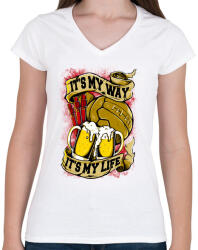 printfashion Az én szenvedélyem - Női V-nyakú póló - Fehér (57933)