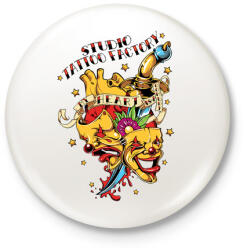 printfashion Tetováló gyár - Kitűző, hűtőmágnes - Fehér (3074575)