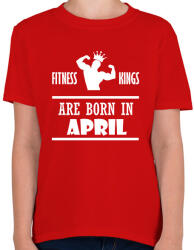 printfashion Fitnessz királyok áprilisban születtek - Gyerek póló - Piros (1395141)