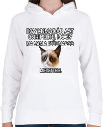 printfashion Szülinapi Grumpy Cat - Női kapucnis pulóver - Fehér (4776106)