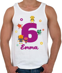 printfashion Robotos születésnap - Névvel - Férfi atléta - Fehér (13580899)