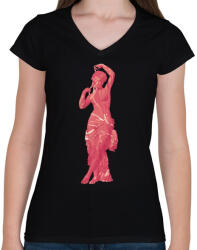 printfashion Női szobor - Női V-nyakú póló - Fekete (6729212)