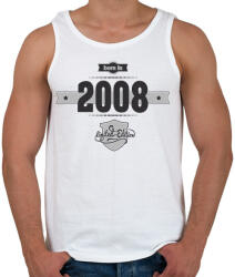 printfashion born-in-2008-(dark&lightgrey) - Férfi atléta - Fehér (476887)