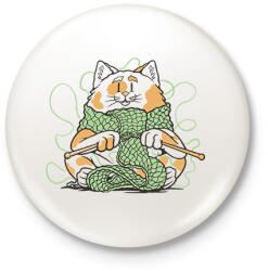 printfashion Horgoló macska - Kitűző, hűtőmágnes - Fehér (16619076)