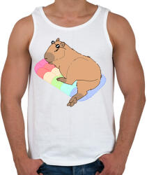 printfashion Nyári capybara - Férfi atléta - Fehér (13682601)